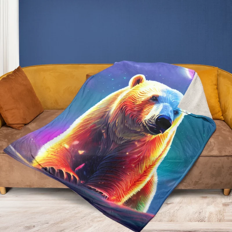 Playful Polar Bear Cub Fleece Blanket 1