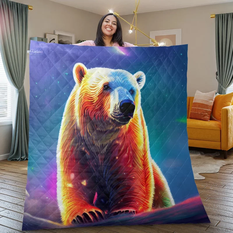 Playful Polar Bear Cub Quilt Blanket