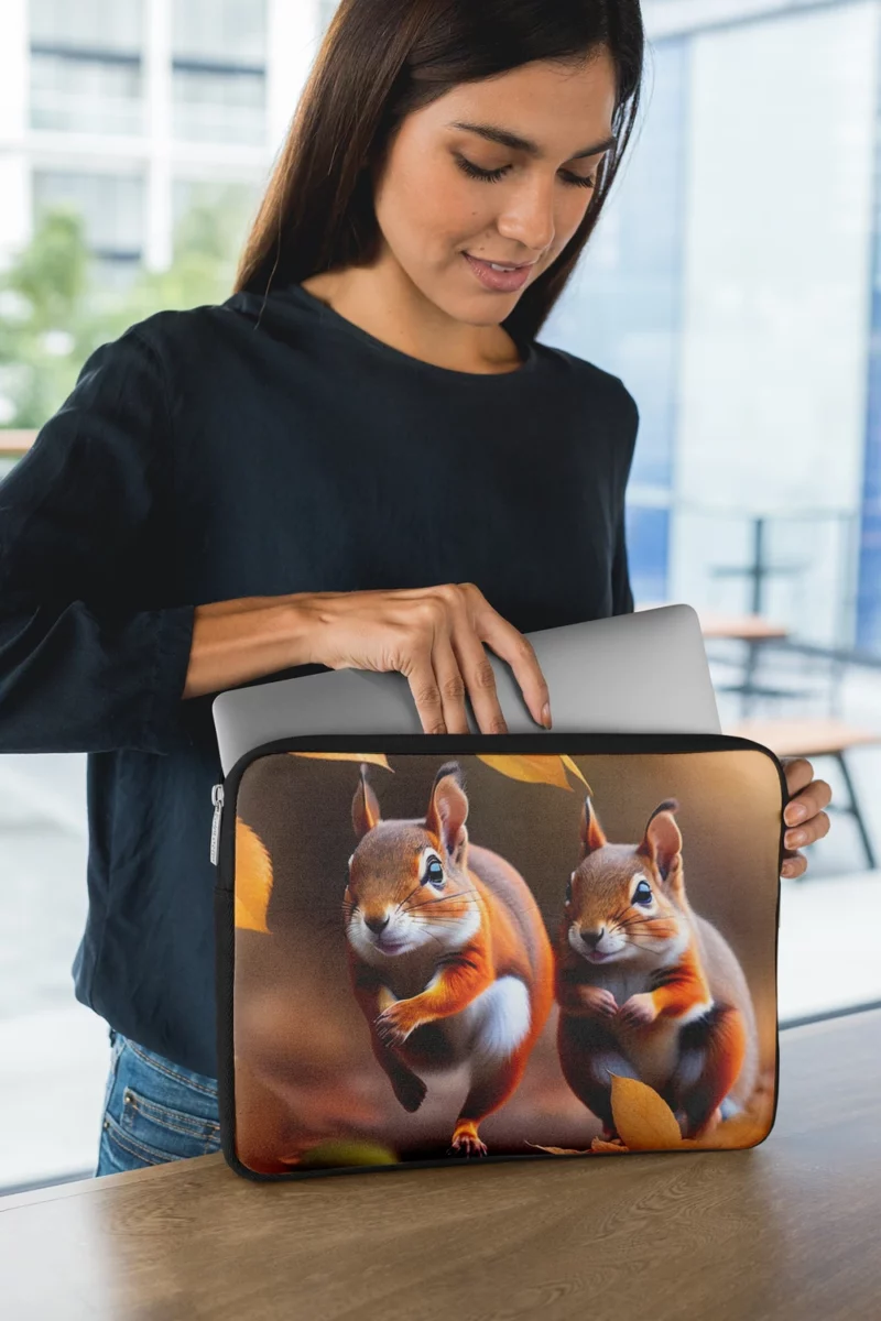 Playful Squirrels Amidst Fallen Leaves Laptop Sleeve 1