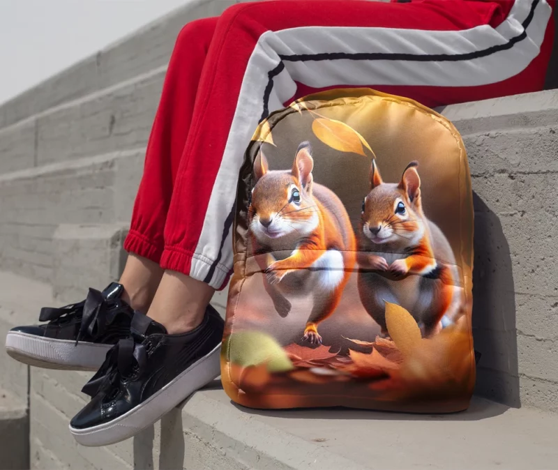 Playful Squirrels Amidst Fallen Leaves Minimalist Backpack 1