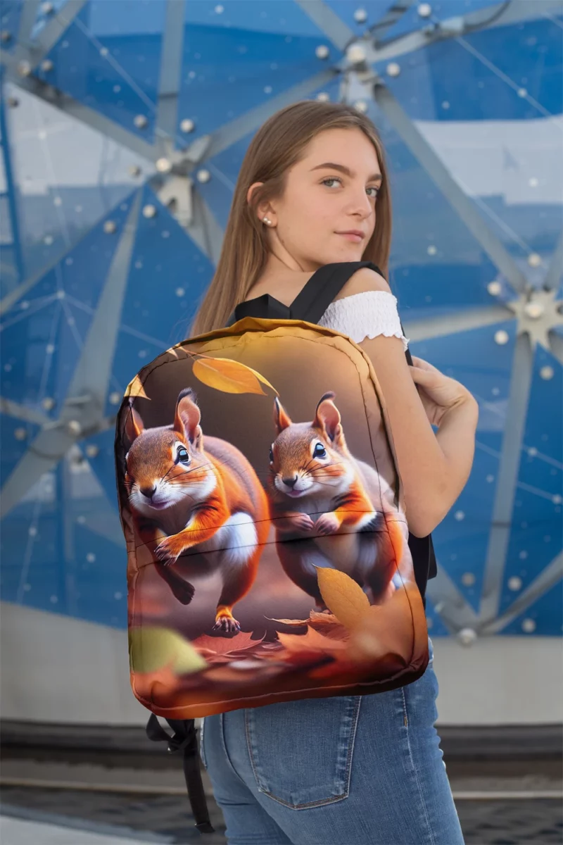 Playful Squirrels Amidst Fallen Leaves Minimalist Backpack 2