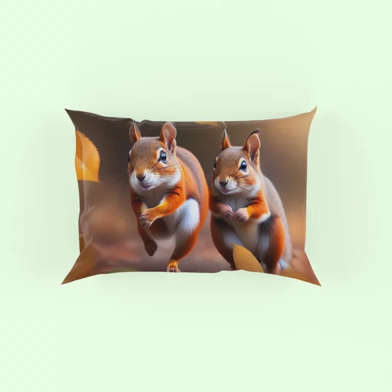 Playful Squirrels Amidst Fallen Leaves Pillow Case