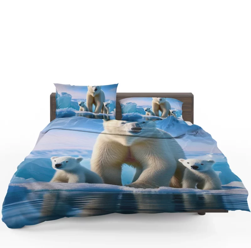 Polar Bear Family on Ice Bedding Set 1