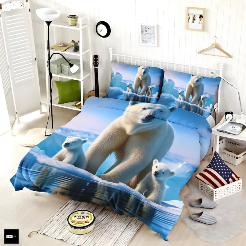 Polar Bear Family on Ice Bedding Set