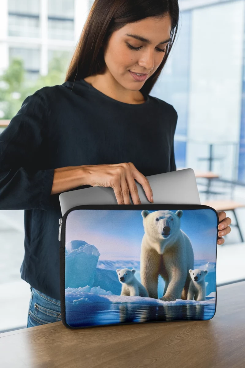 Polar Bear Family on Ice Laptop Sleeve 1