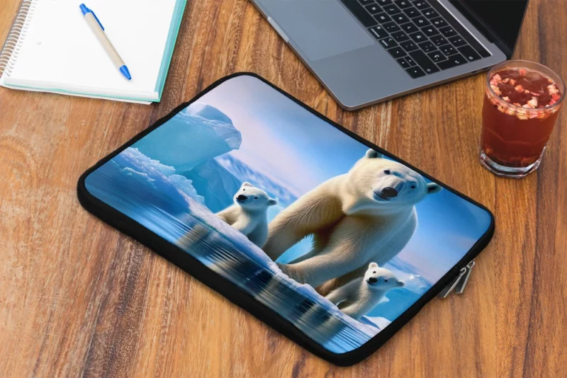 Polar Bear Family on Ice Laptop Sleeve 2