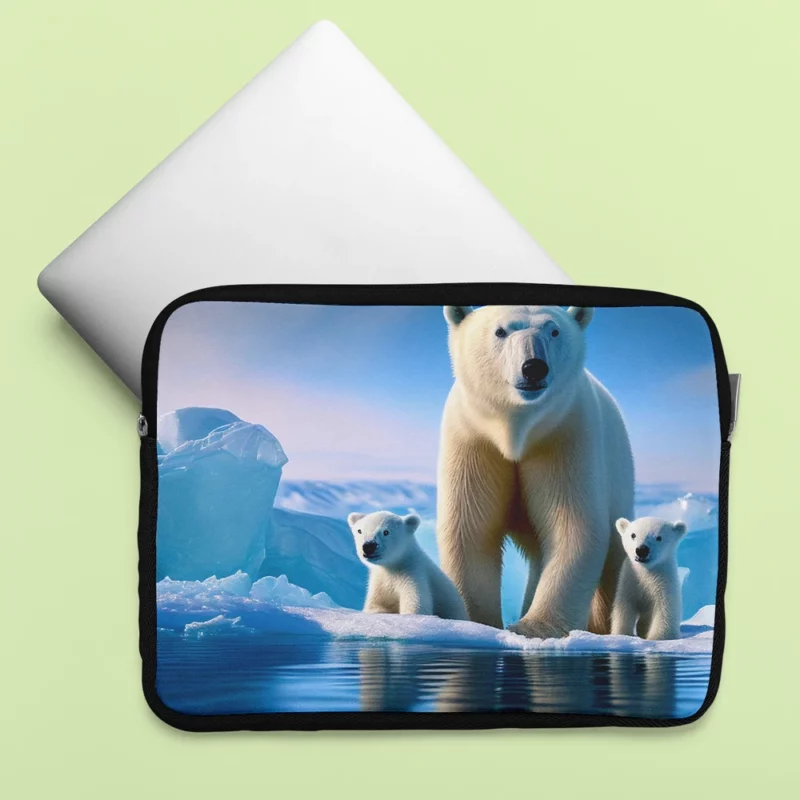 Polar Bear Family on Ice Laptop Sleeve