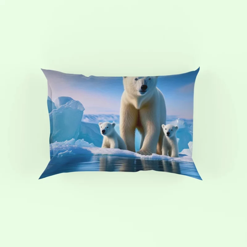 Polar Bear Family on Ice Pillow Case