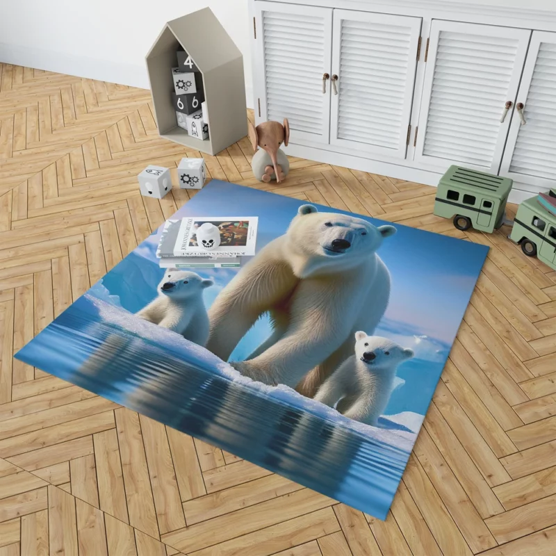 Polar Bear Family on Ice Rug 1