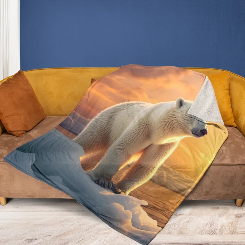 Polar Bear Portrait Fleece Blanket 1