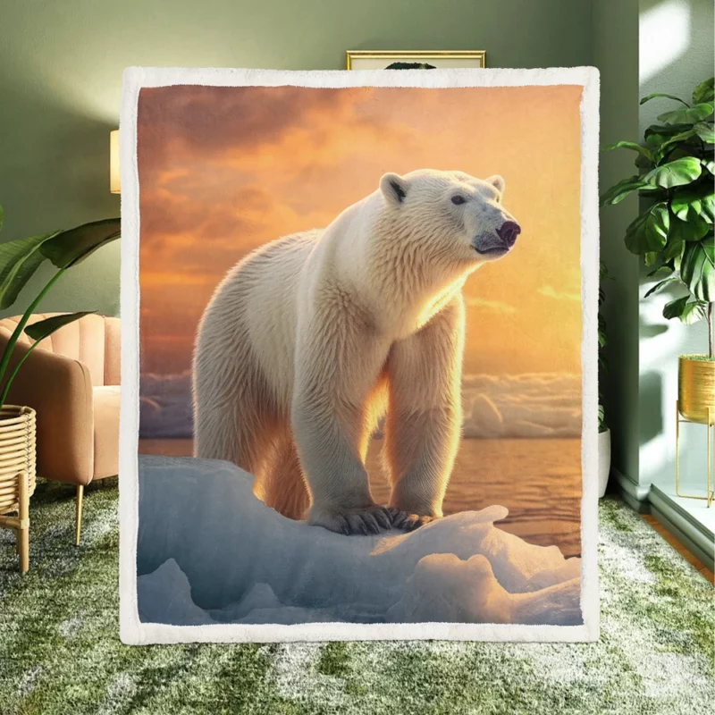 Polar Bear Portrait Sherpa Fleece Blanket