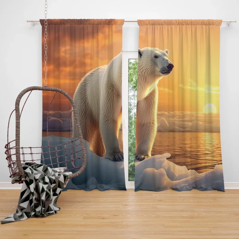 Polar Bear Portrait Window Curtain