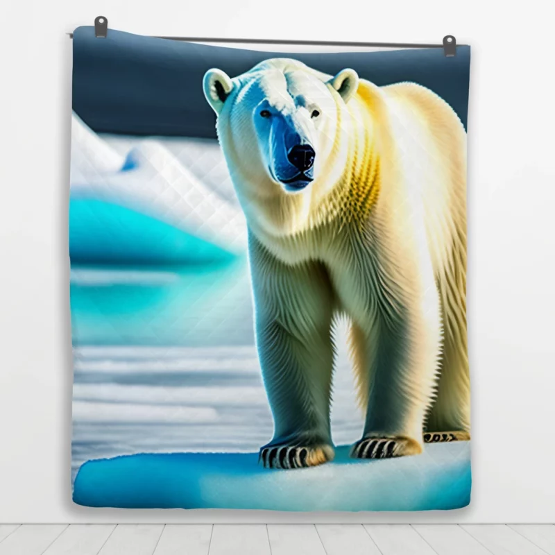 Polar Bear Surveying the Ice Quilt Blanket 1