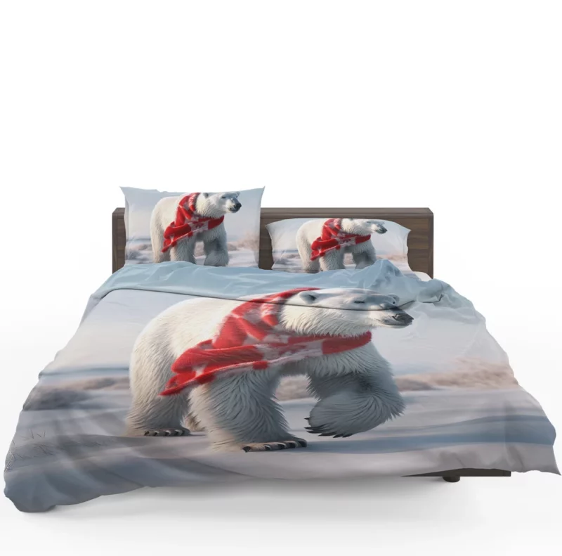 Polar Bear Wearing a Scarf Bedding Set 1