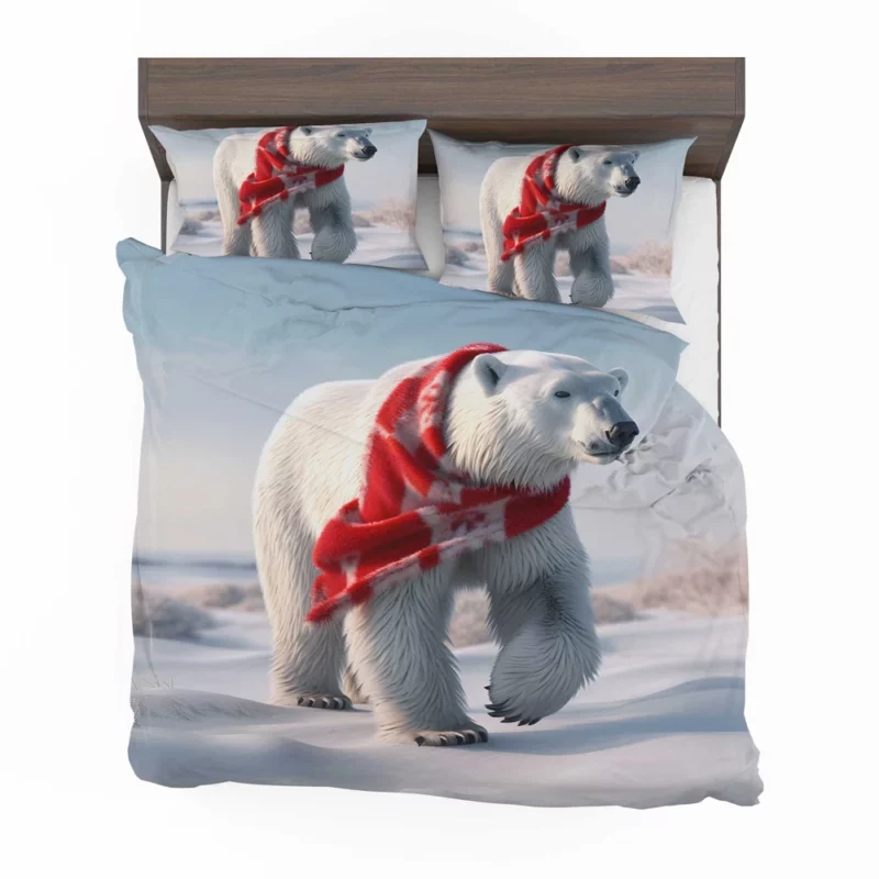 Polar Bear Wearing a Scarf Bedding Set 2