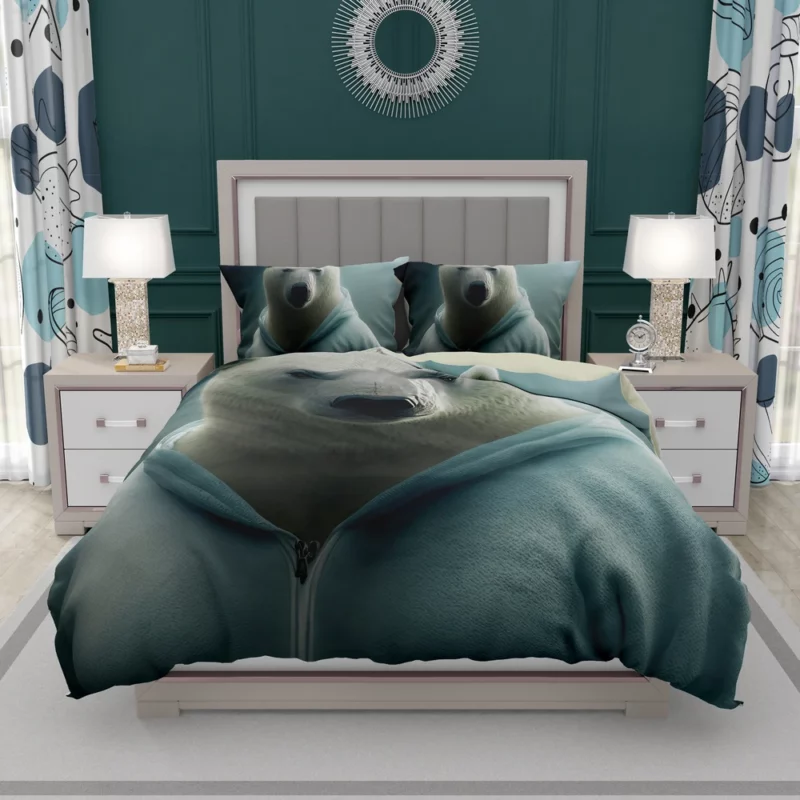 Polar Bear Wearing a Sweet Hoodie Bedding Set 2