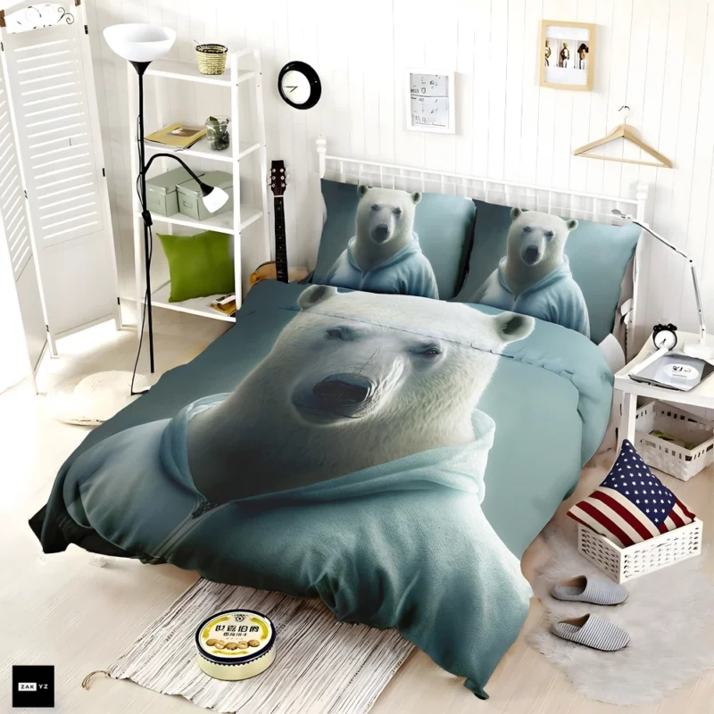 Polar Bear Wearing a Sweet Hoodie Bedding Set