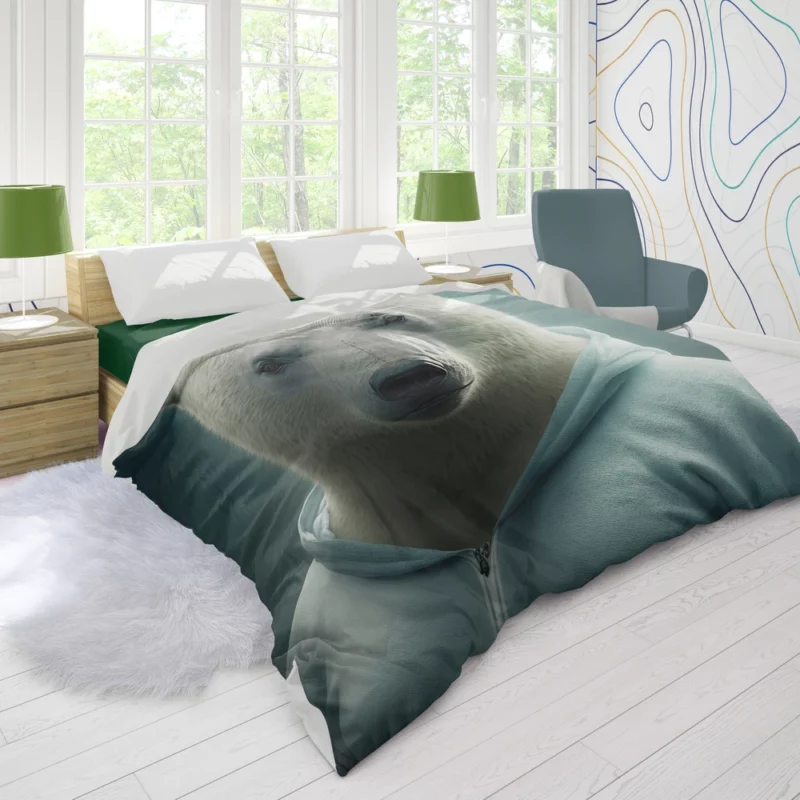 Polar Bear Wearing a Sweet Hoodie Duvet Cover