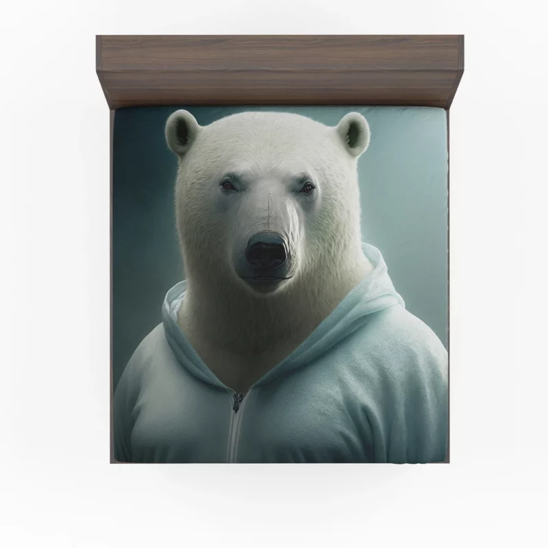 Polar Bear Wearing a Sweet Hoodie Fitted Sheet