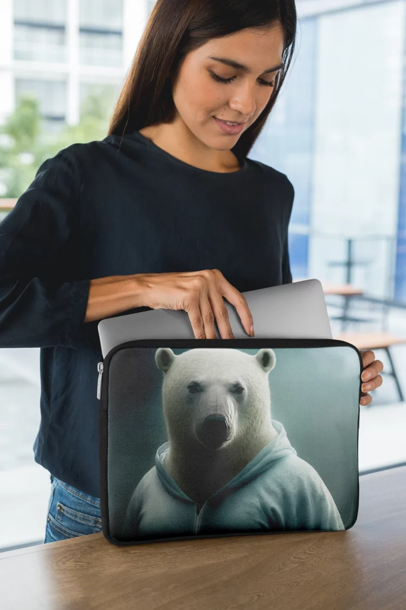 Polar Bear Wearing a Sweet Hoodie Laptop Sleeve 1