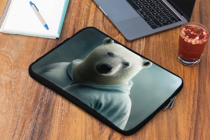 Polar Bear Wearing a Sweet Hoodie Laptop Sleeve 2