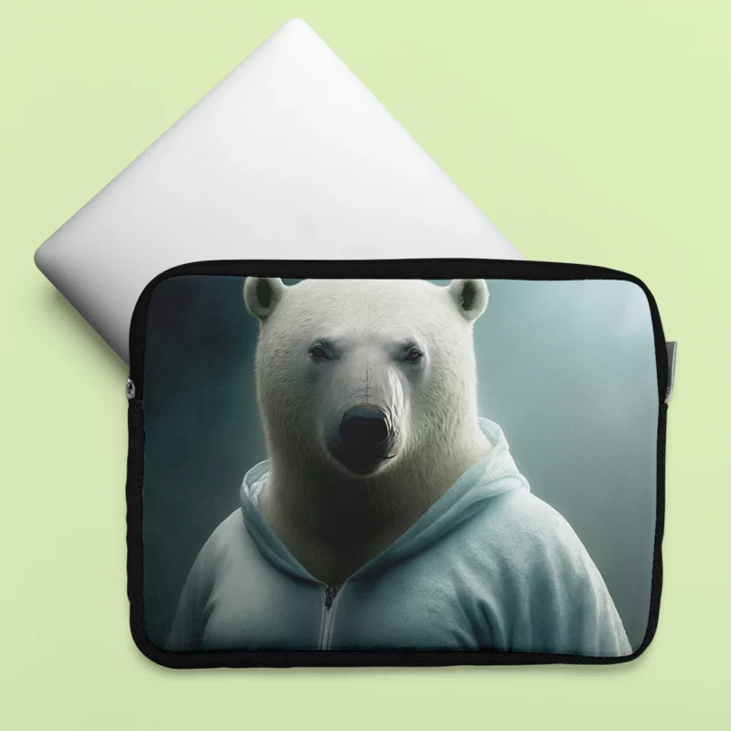 Polar Bear Wearing a Sweet Hoodie Laptop Sleeve