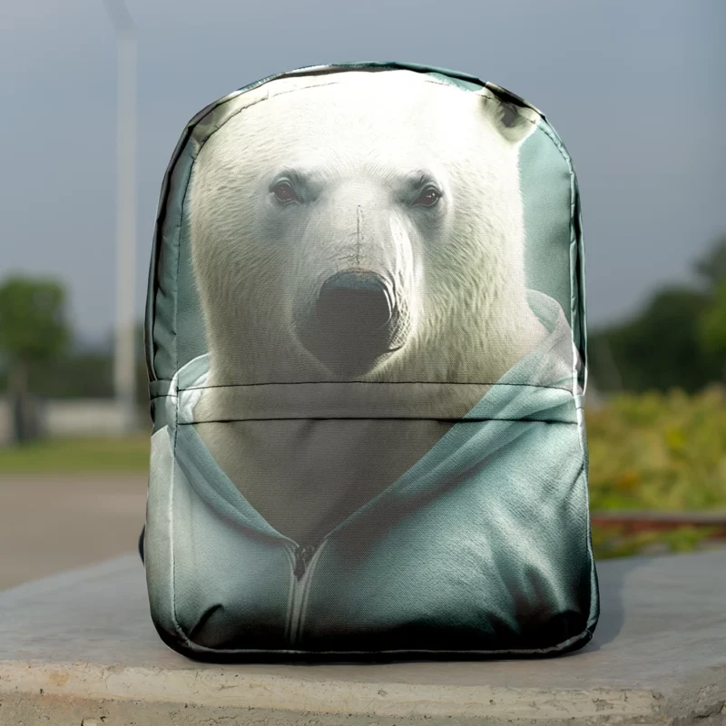 Polar Bear Wearing a Sweet Hoodie Minimalist Backpack