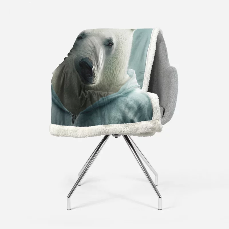 Polar Bear Wearing a Sweet Hoodie Sherpa Fleece Blanket 1