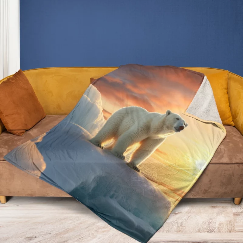 Polar Bear in the Arctic Tundra Fleece Blanket 1