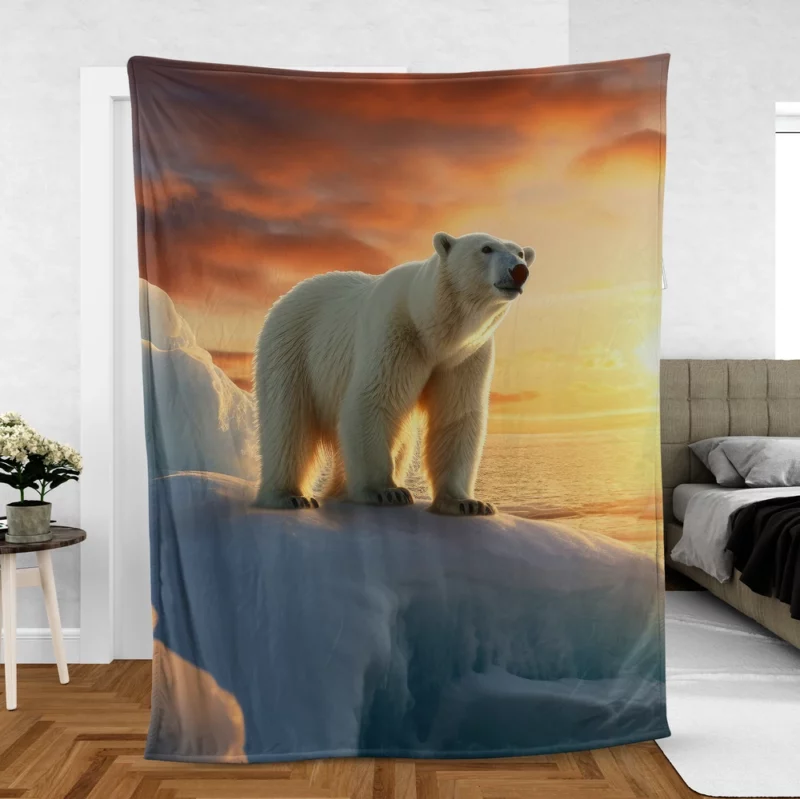 Polar Bear in the Arctic Tundra Fleece Blanket