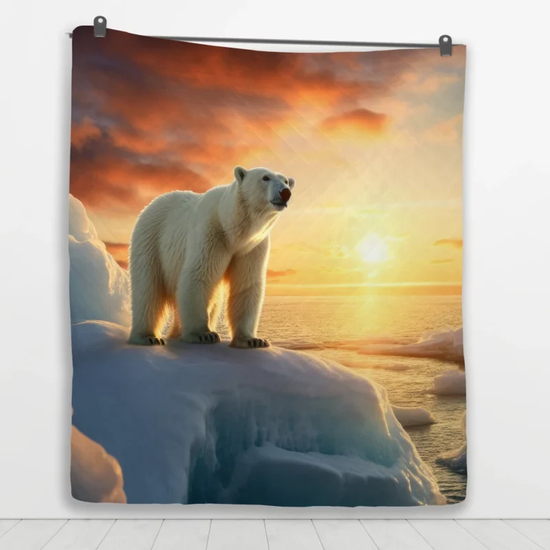 Polar Bear in the Arctic Tundra Quilt Blanket 1