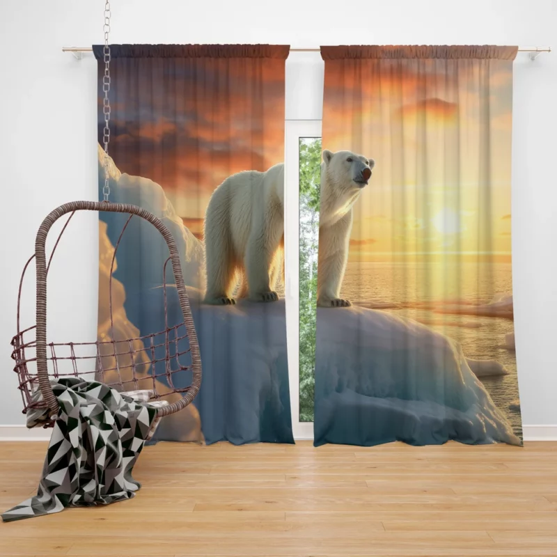 Polar Bear in the Arctic Tundra Window Curtain