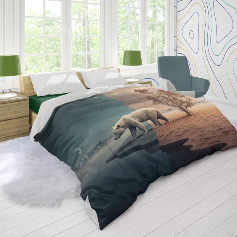 Polar Bear in the Desert Duvet Cover