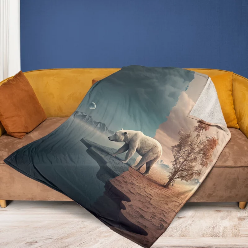 Polar Bear in the Desert Fleece Blanket 1