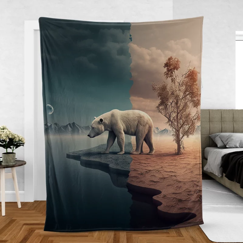 Polar Bear in the Desert Fleece Blanket