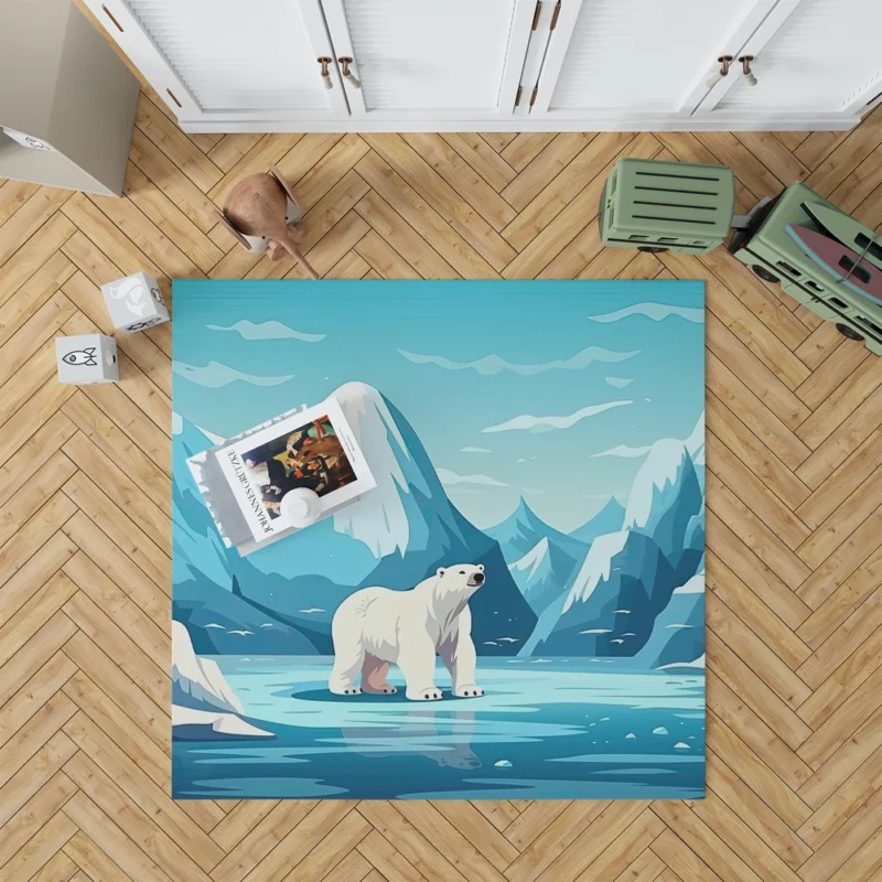 Polar Bear on Frozen Lake Rug