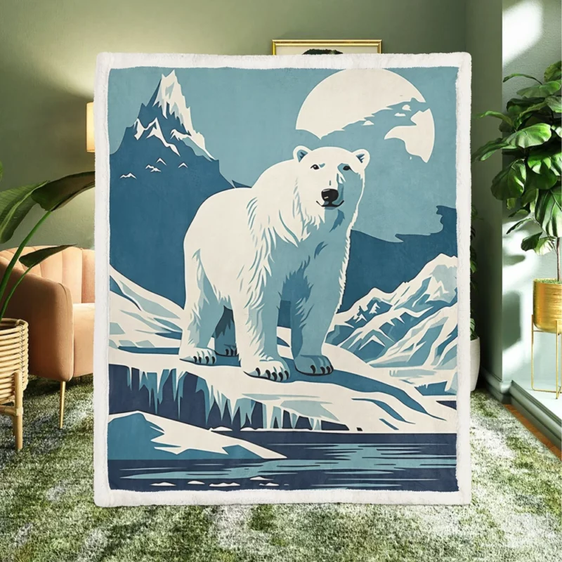 Polar Bear on Ice Floe Sherpa Fleece Blanket