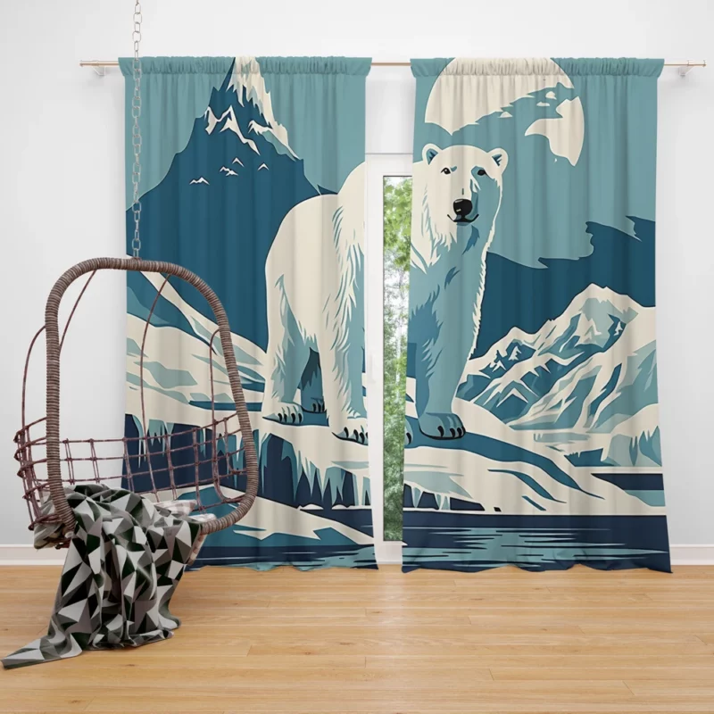 Polar Bear on Ice Floe Window Curtain