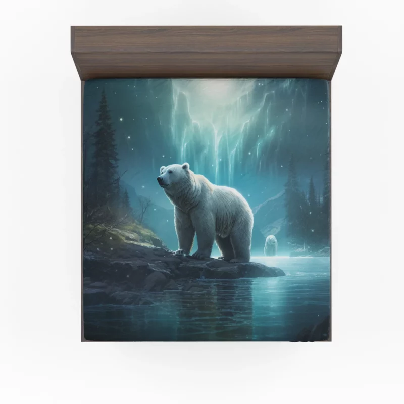 Polar Bear on a Rock in the Ocean Fitted Sheet