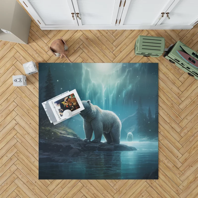 Polar Bear on a Rock in the Ocean Rug