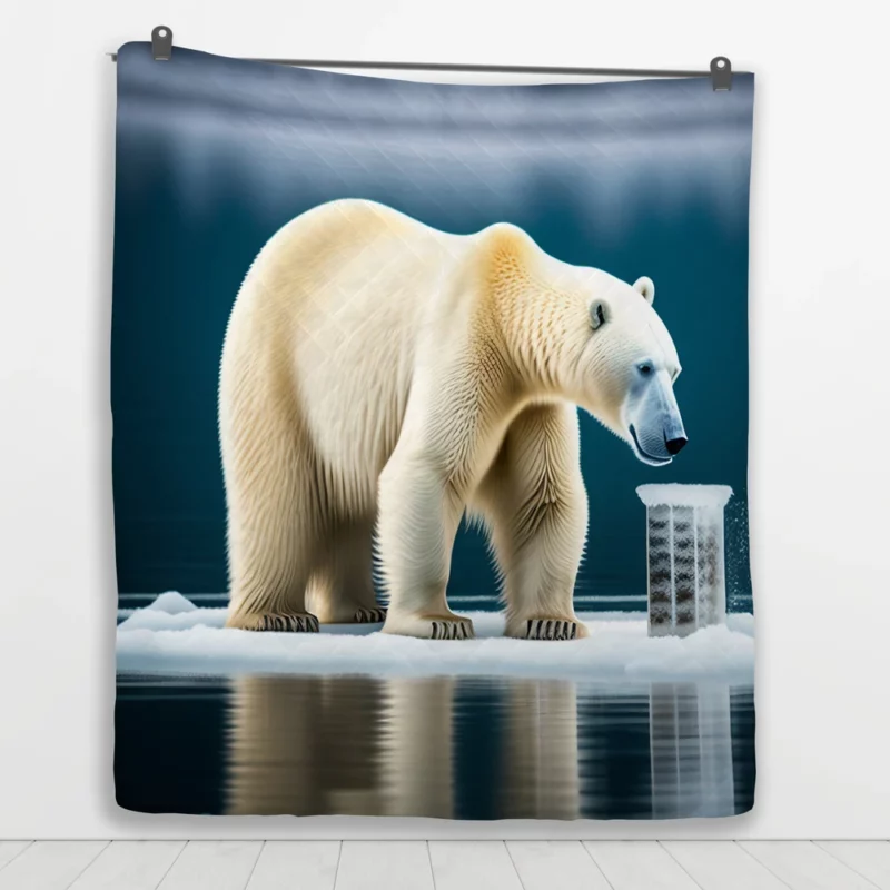 Polar Bear on an Ice Floe Quilt Blanket 1