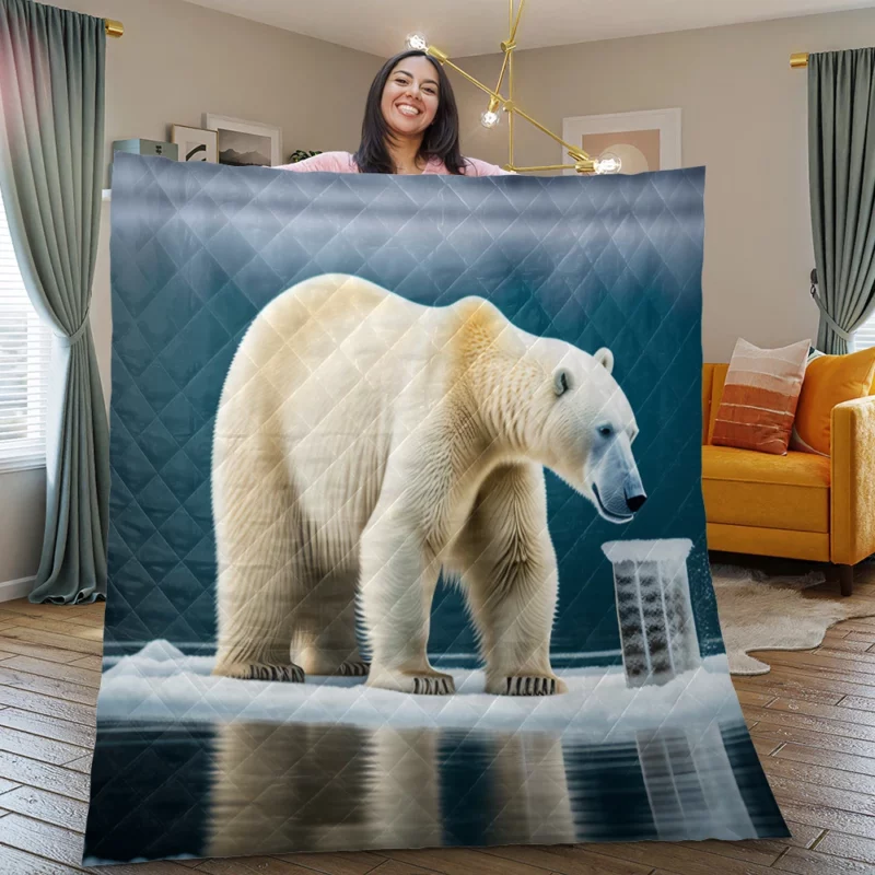 Polar Bear on an Ice Floe Quilt Blanket