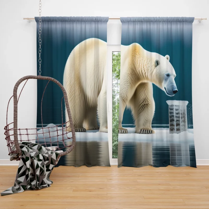 Polar Bear on an Ice Floe Window Curtain