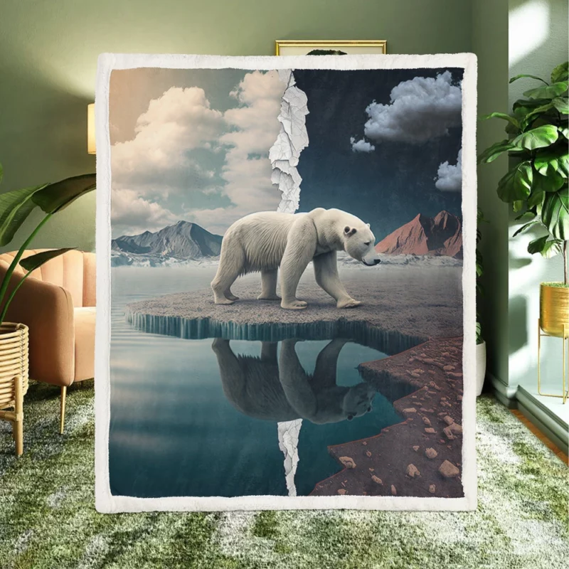 Polar Bear on an Iceberg Sherpa Fleece Blanket