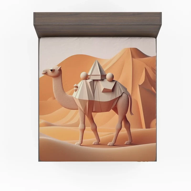 Polygonal Camel Illustration Fitted Sheet