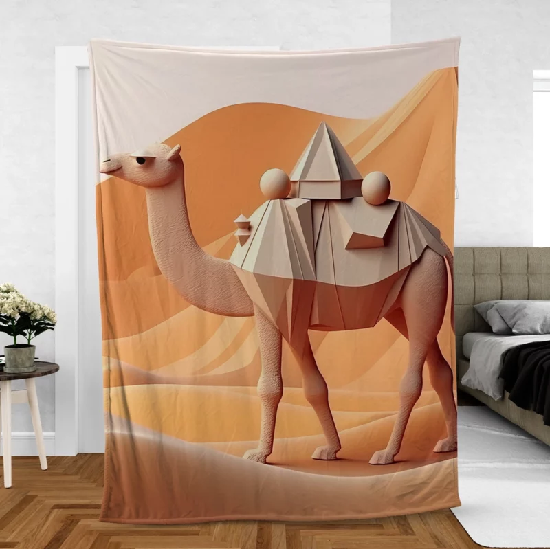 Polygonal Camel Illustration Fleece Blanket