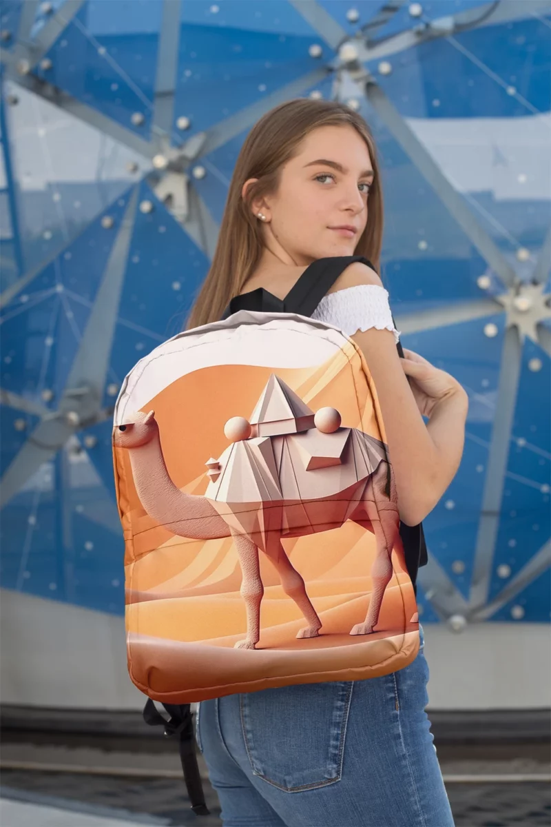 Polygonal Camel Illustration Minimalist Backpack 2