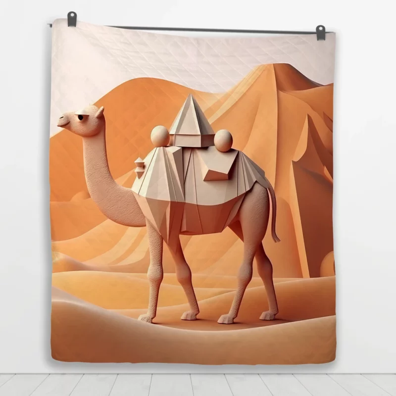 Polygonal Camel Illustration Quilt Blanket 1