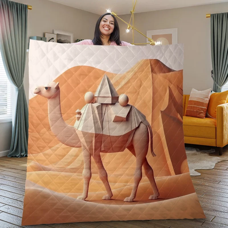 Polygonal Camel Illustration Quilt Blanket