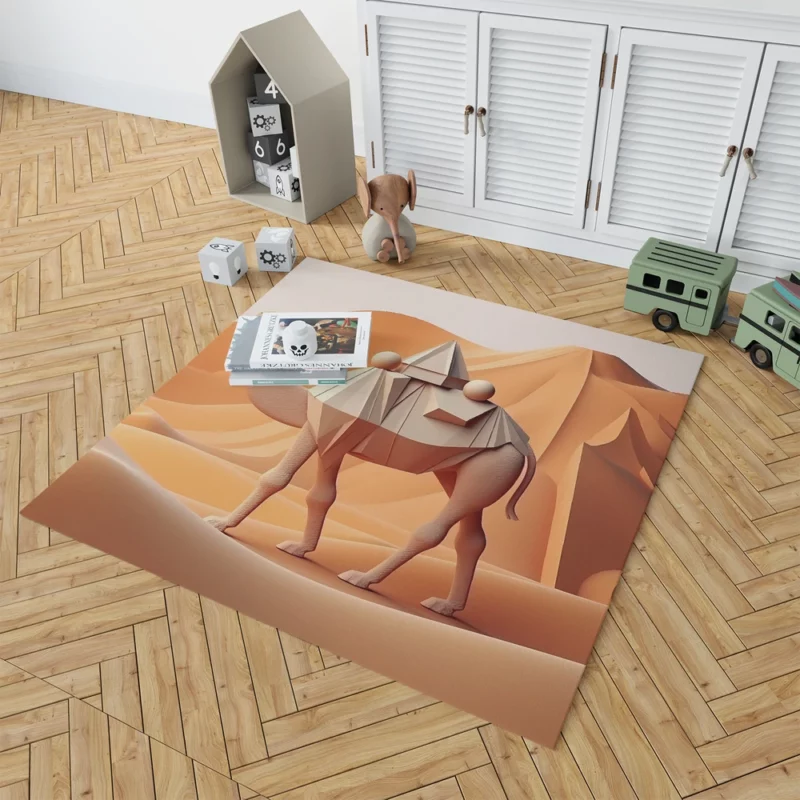 Polygonal Camel Illustration Rug 1